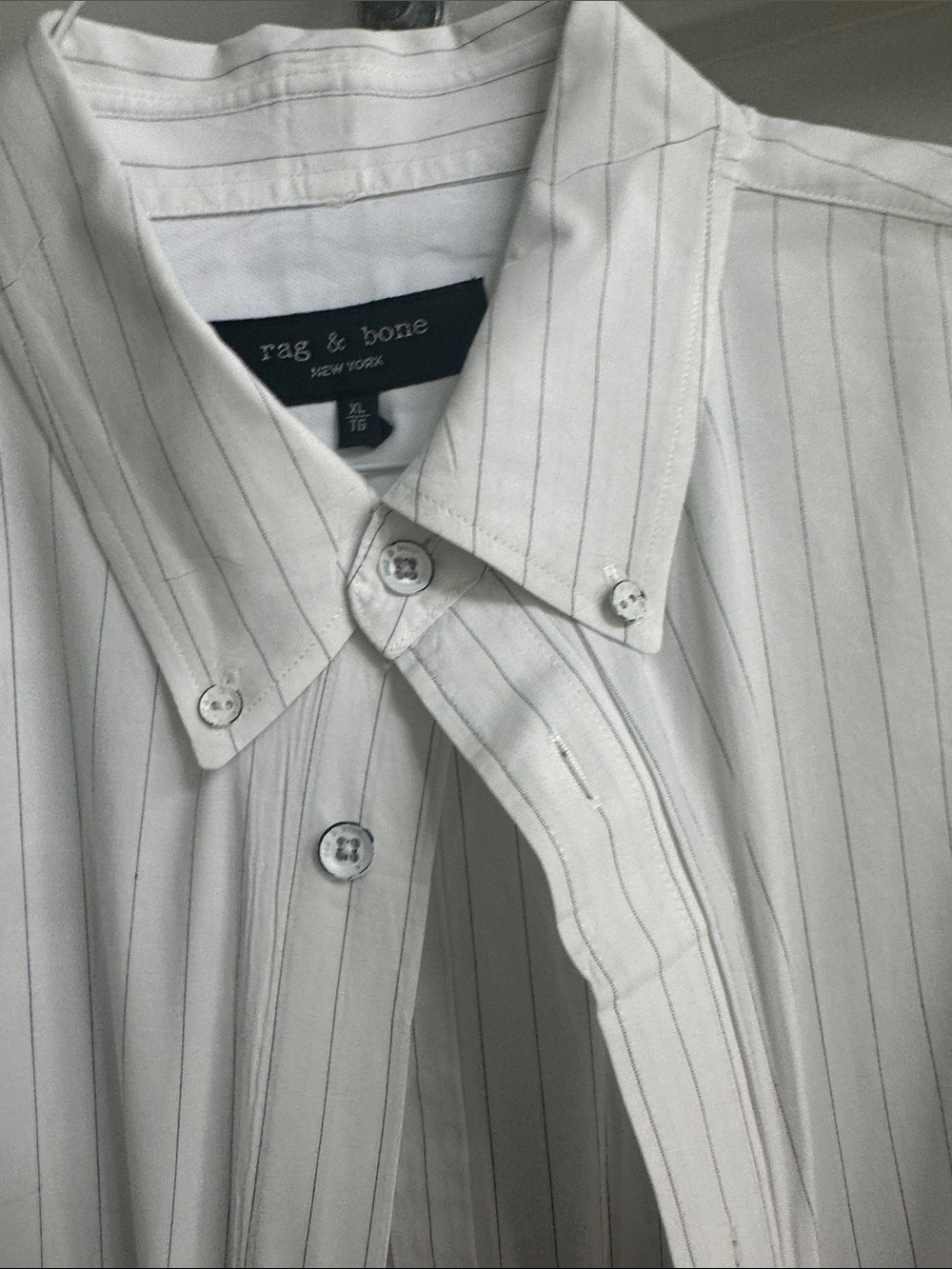 rag & bone White Shirt with Gray Pinstripes
